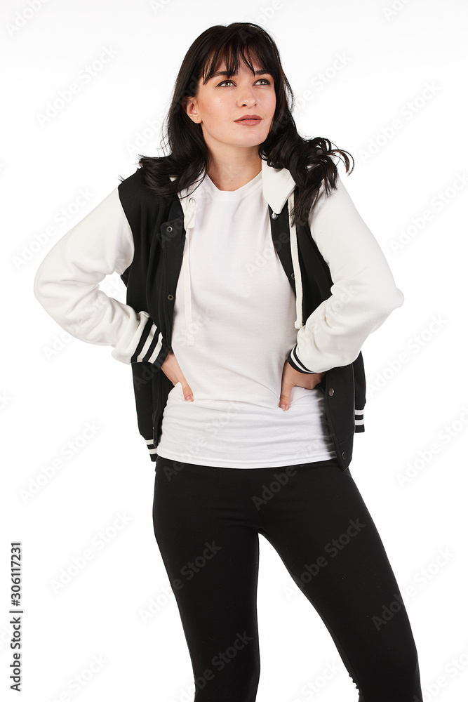 Blank t-shirt mock-up - Beautiful retro sports fashion girl ready for your design Blank t-shirt mock-up - Beautiful retro sports fashion girl ready for your design