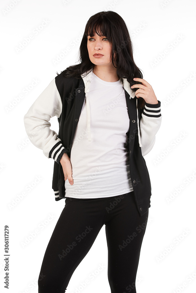 Blank t-shirt mock-up - Beautiful retro sports fashion girl ready for your design Blank t-shirt mock-up - Beautiful retro sports fashion girl ready for your design