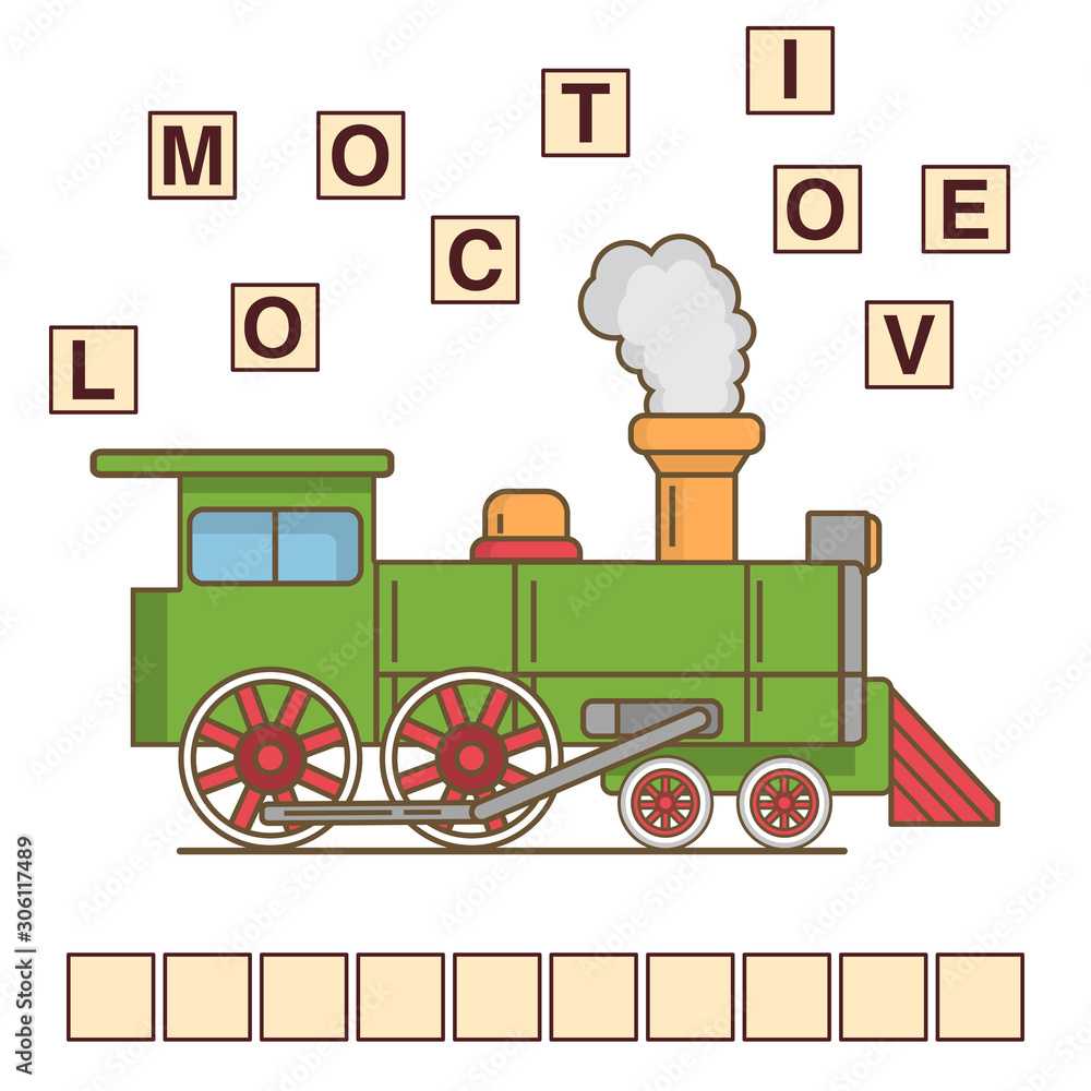 Game words puzzle steam locomotive .Education developing child.Riddle ...