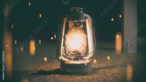 Kerosene lamp. 3D illustration