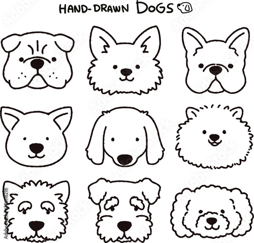 Set of lines dog faces