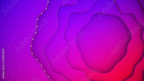 Colorful video geometric frame with seamless loop motion elements. Pink and blue colors. 4k animation. Modern trendy 3d design. 80's and 90s style. Imitation of cut paper