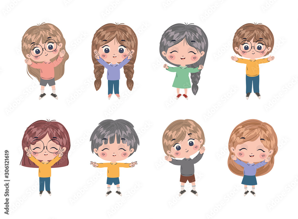 Isolated set of kids cartoons vector design Isolated set of kids cartoons vector design