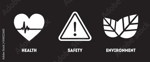 HSE - Health Safety Environment acronym concept banner design template. Standard safety industrial work