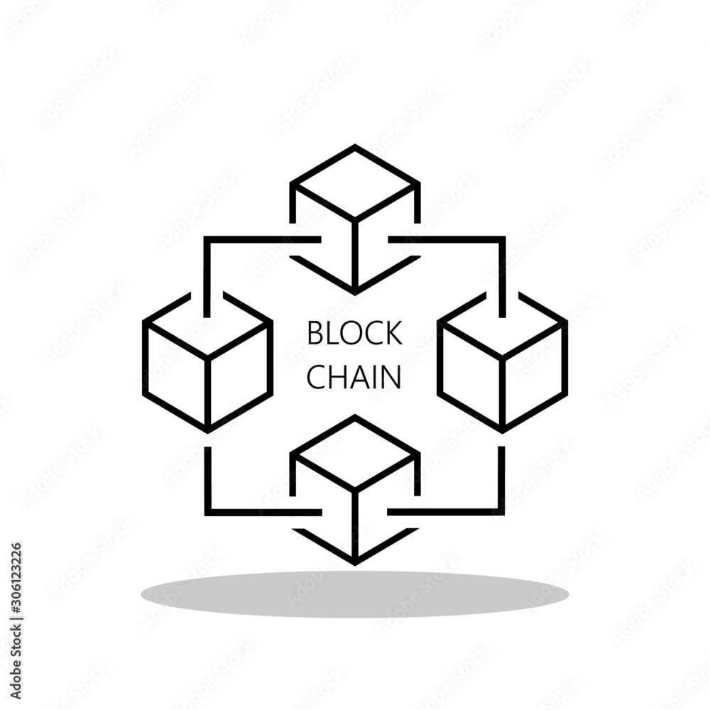 Blockchain icon in flat style. Cryptocurrency symbol for your web site