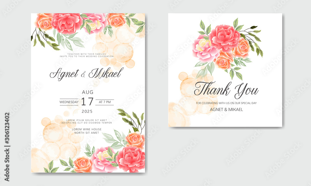 wedding invitation cards with elegant and beautiful floral