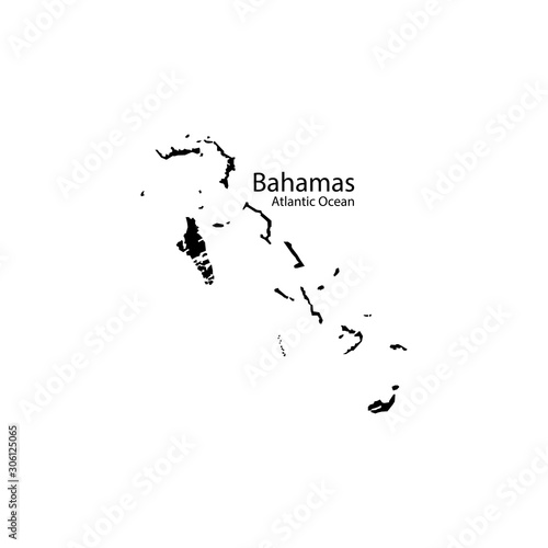 Bahamas black map sign. Atlantic Ocean eps ten