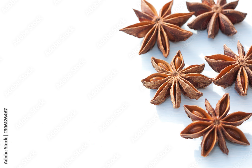 Star anise isolated on white background.