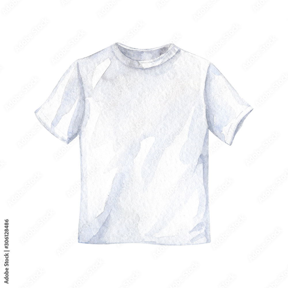 White t-shirt on isolated on white background, front view