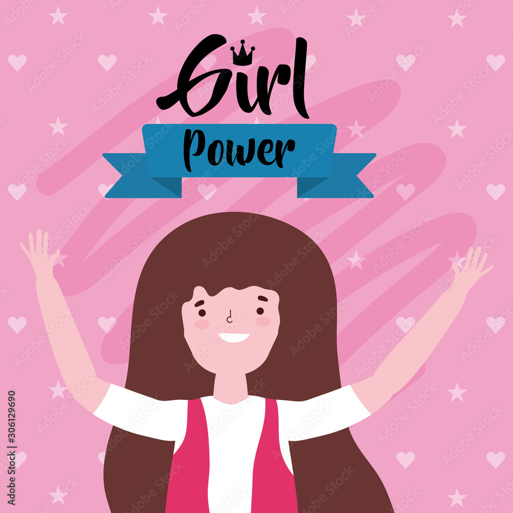 Girl cartoon of power and strong concept vector design Girl cartoon of power and strong concept vector design