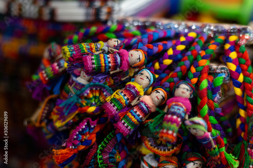 Obraz na plátne Typical Guatemalan dolls colorful Worry Dolls in the market