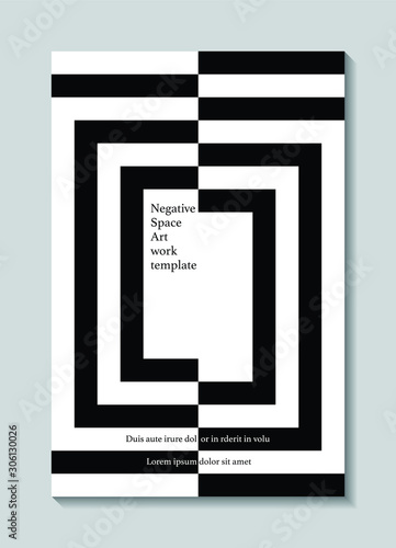 Vector illustration of negative space art. Can be used as a poster, banner, brochure, magazine etc. Black & white illusion art. Contrast black and white, negative space. Minimal illustration.