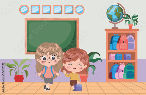 School kids cartoons vector design