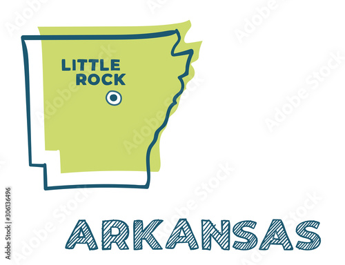 Doodle map of Arkansas state of USA.