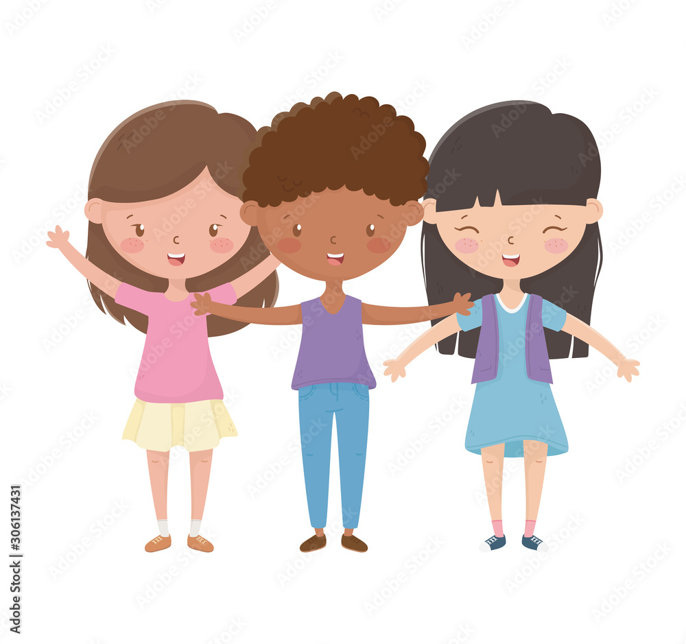 Girls and boy cartoon vector design