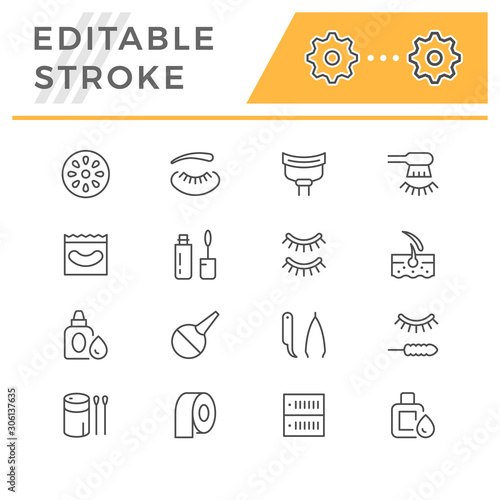 Set line icons of eyelash extension