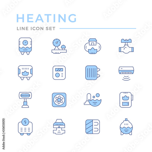 Set color line icons of heating