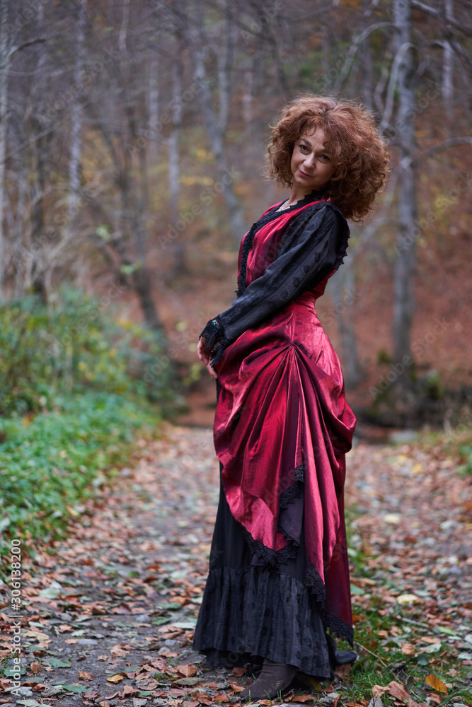 Woman in retro dress