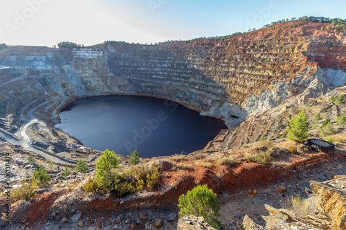 open pit mine with water