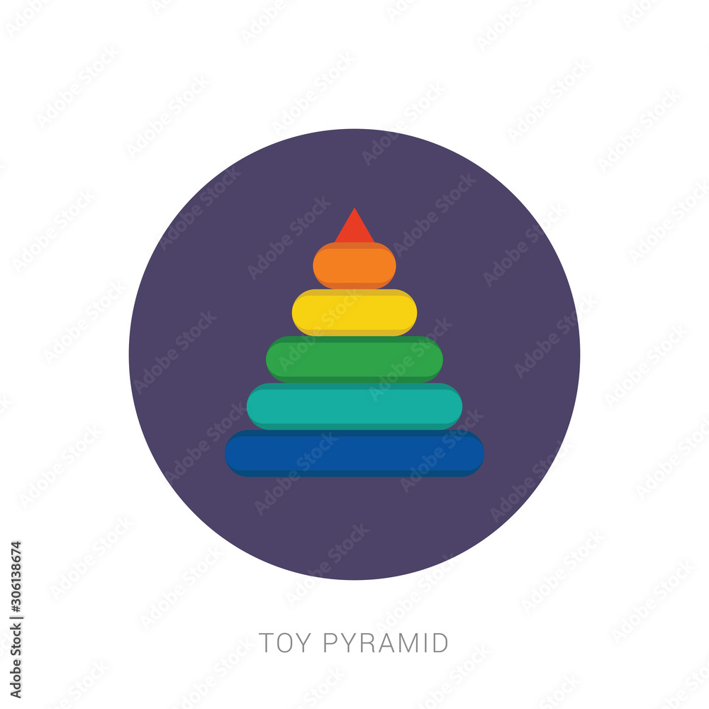 Pyramid icon. Children's colorful plastic toy. Pyramid icon. Children's colorful plastic toy.