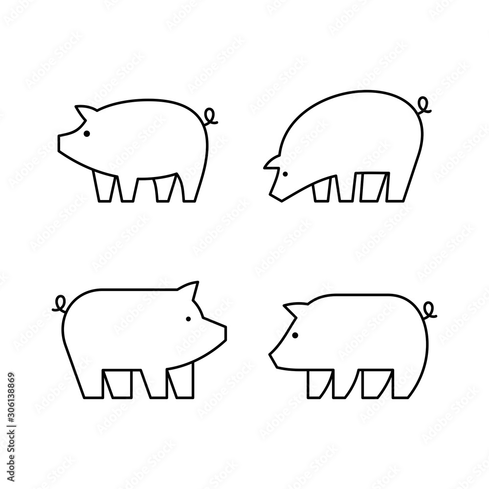 Fototapeta premium Set of Pigs line icons. Icon design. Template elements