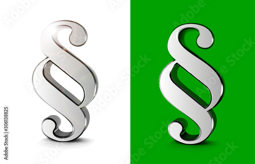 Paragraph symbols 3d vector illustration on white and green background