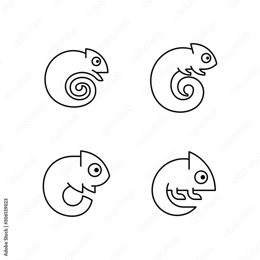 Set of Chameleons line icons. Icon design. Template elements