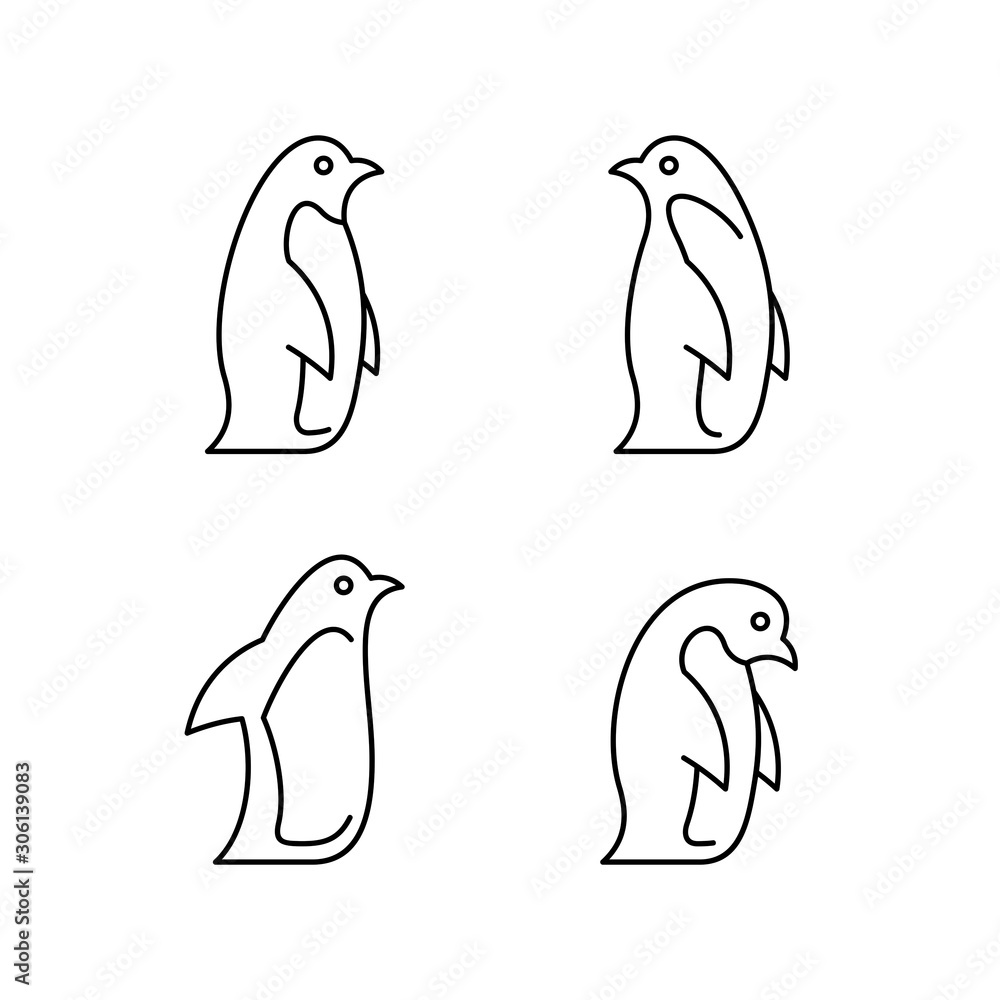 Fototapeta premium Set of Penguins line icons. Icon design. Template elements