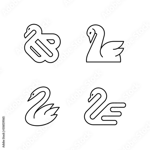 Fototapeta Naklejka Na Ścianę i Meble -  Set of Swans line icons. Icon design. Template elements