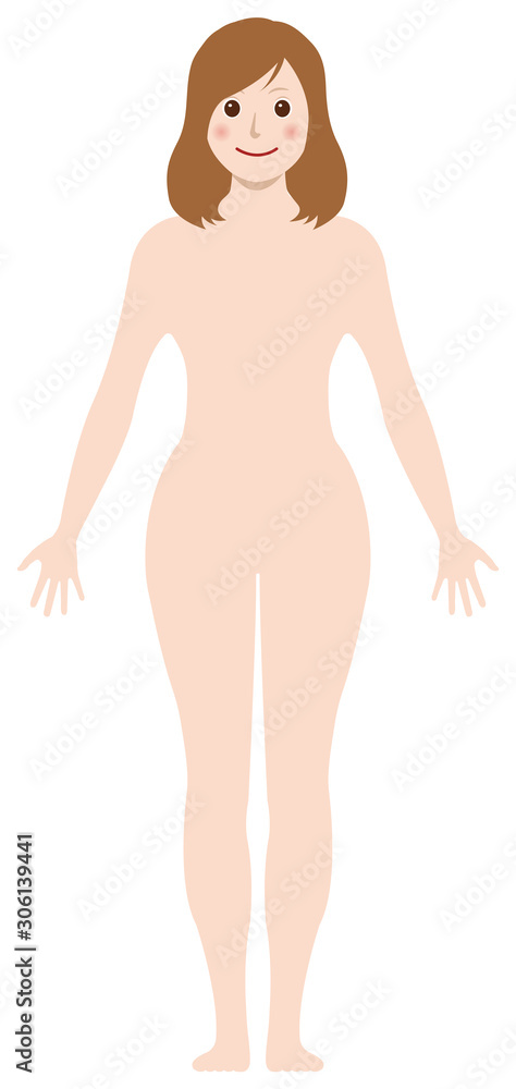 Fototapeta premium Smiling naked woman /nude body , silhouette , outline shape vector illustration
