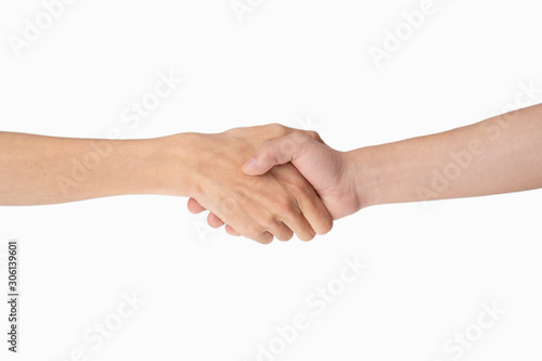 hand holding together on white background
