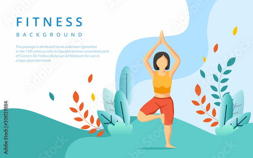 Yoga banner background, Health and fitness concept
