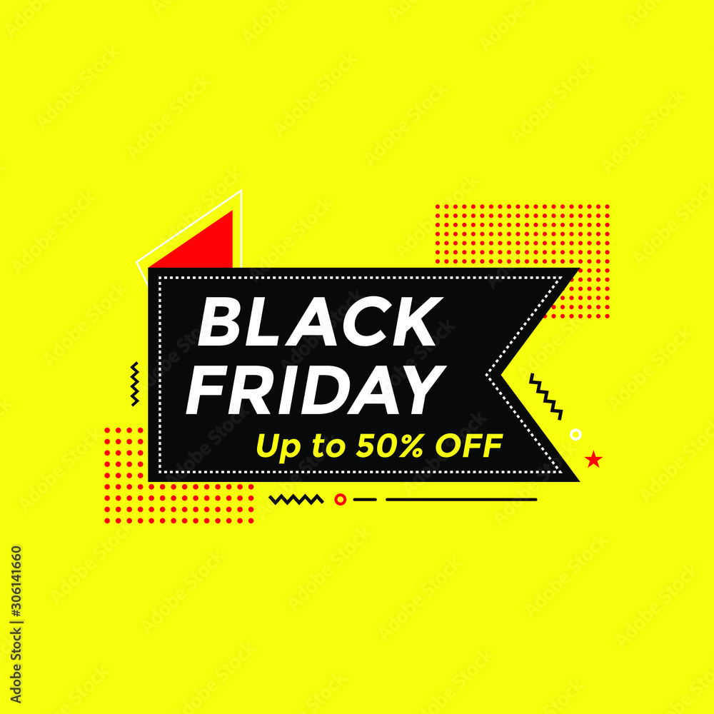 Black Friday Ads Banner with Black and Yellow Background