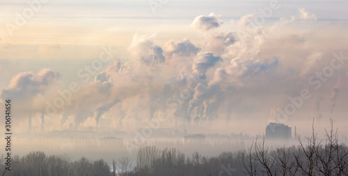 Toxic smoke from pipes at the factory