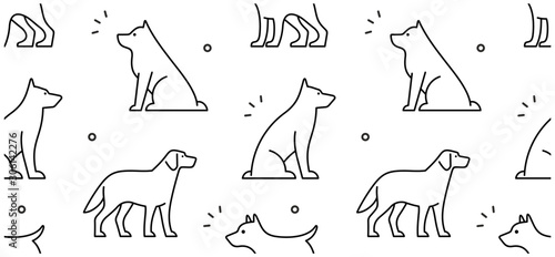 Seamless pattern with Dogs. isolated on white background