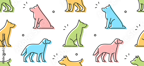 Seamless pattern with Dogs. isolated on white background