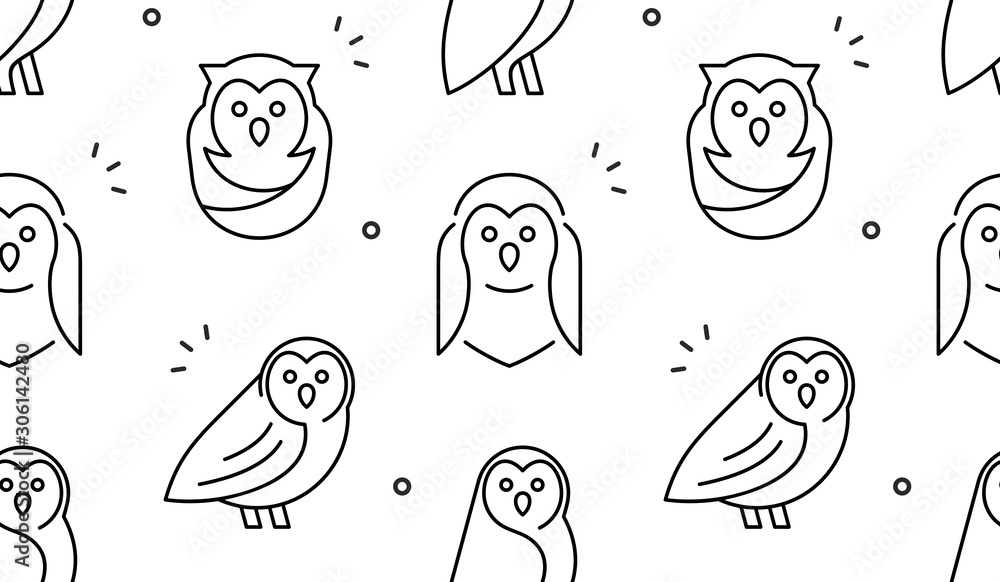 Seamless pattern with Owls. isolated on white background