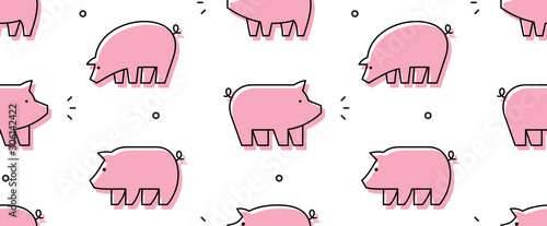 Seamless pattern with Pigs. isolated on white background