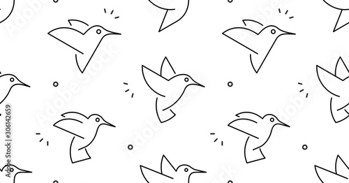 Seamless pattern with Hummingbirds. isolated on white background