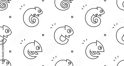 Seamless pattern with Chameleons. isolated on white background
