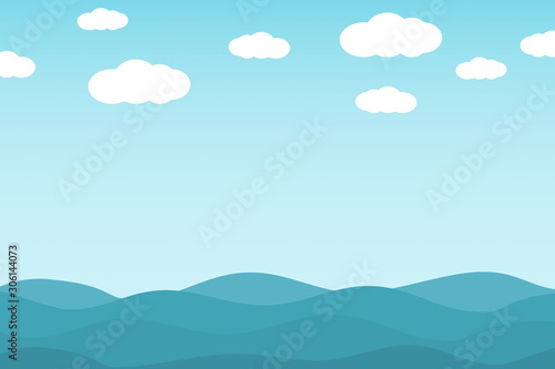 Lovely view of blue ocean  white cloud and clear sky.
