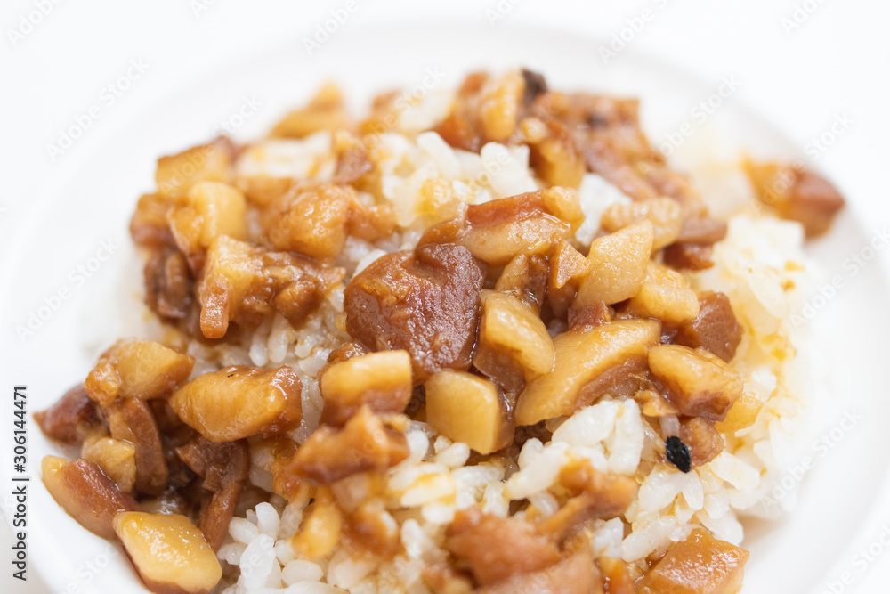 Taiwan famous food - Braised pork rice. Taiwan Delicacies, Taiwan Street Food Taiwan famous food - Braised pork rice. Taiwan Delicacies, Taiwan Street Food