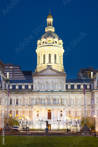 Baltimore City Hall at dawn, Baltimore, Maryland, USA