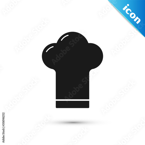 Black Chef hat icon isolated on white background. Cooking symbol. Cooks hat. Vector Illustration