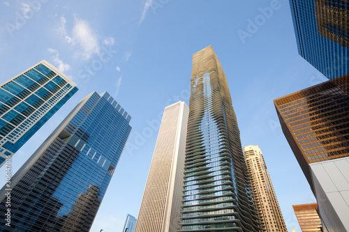 Skyline of modern skyscrapers at downtown, Chicago, Illinois, USA