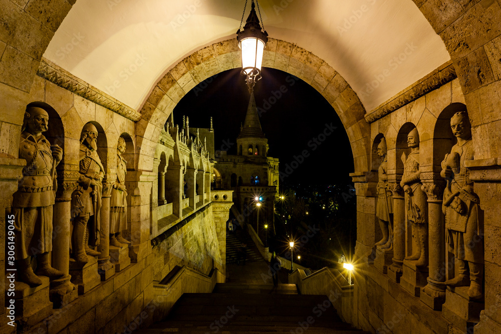 Fisherman's Bastion at night. Budapest, Hungary Fisherman's Bastion at night. Budapest, Hungary