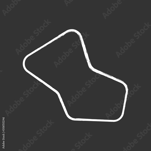 Geometric figure chalk icon. Fluid abstract shape. Decorative flat element. Graphic simple stain. Rounded polygon. Minimalistic mark. Isometric form. Isolated vector chalkboard illustration