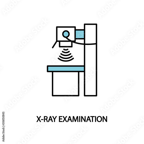 X-RAY examination vector line icon. Cancer diagnostics