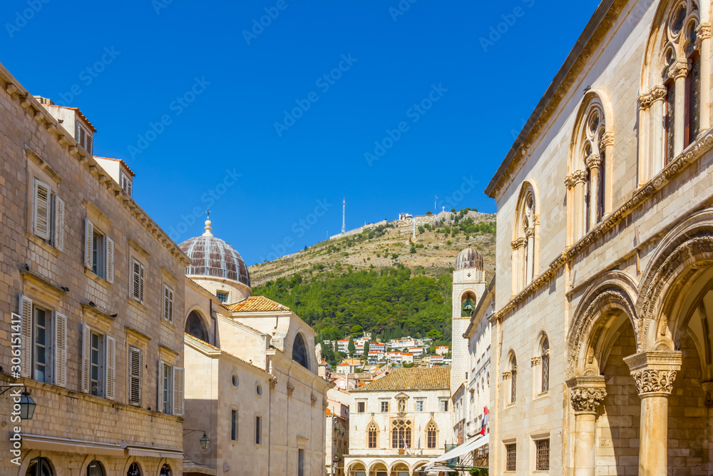 Srd Hill seen from the center of Dubrovnik, Croatia
