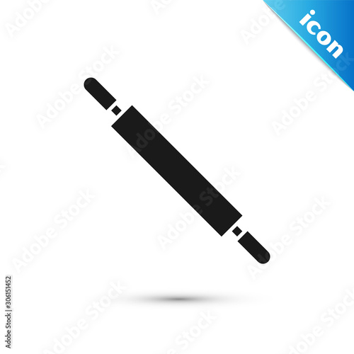 Black Rolling pin icon isolated on white background. Vector Illustration